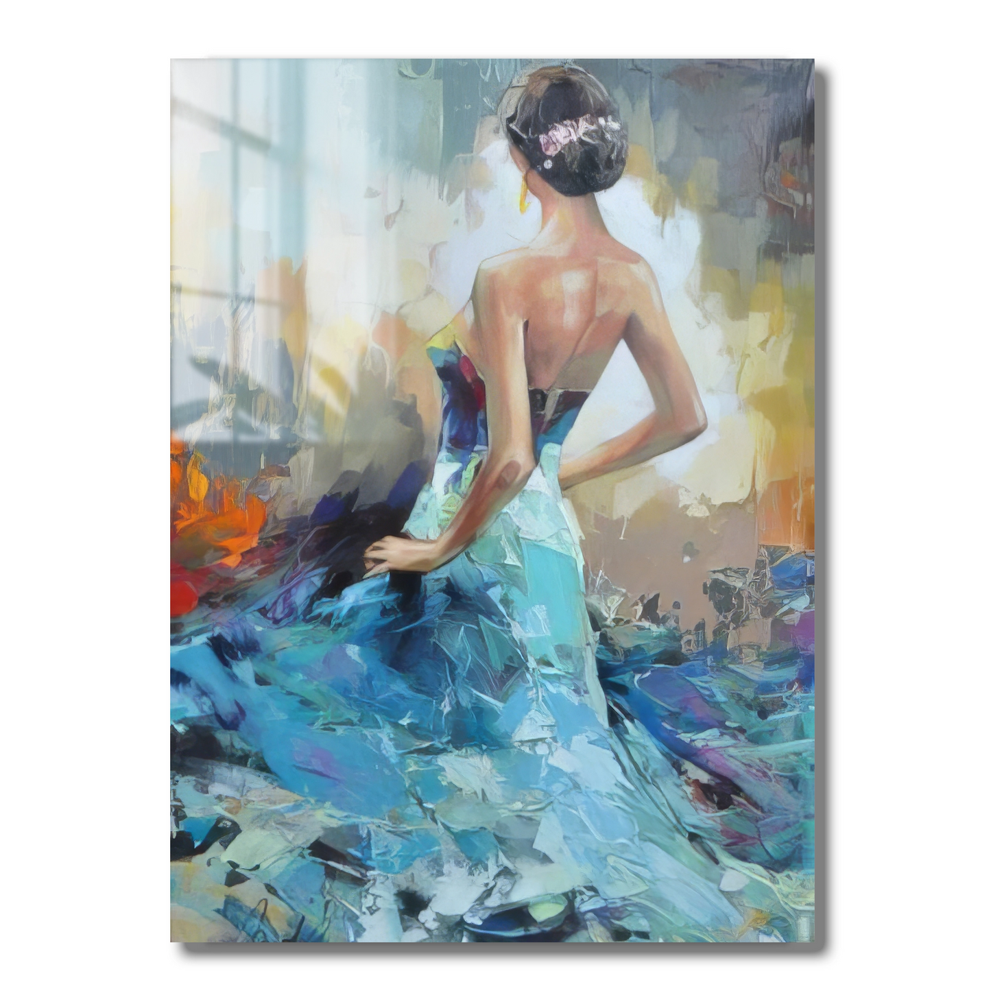 Elegante Dame in Blau