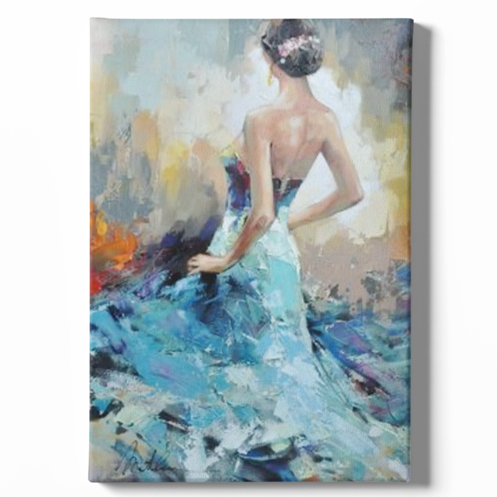 Elegante Dame in Blau